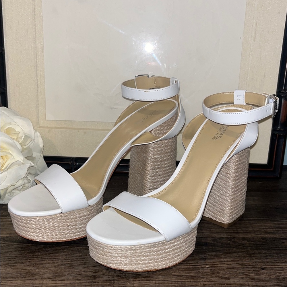MICHAEL Michael Kors Ashton Ankle-Strap Espadrille Platform Sandals sz 10 NWT